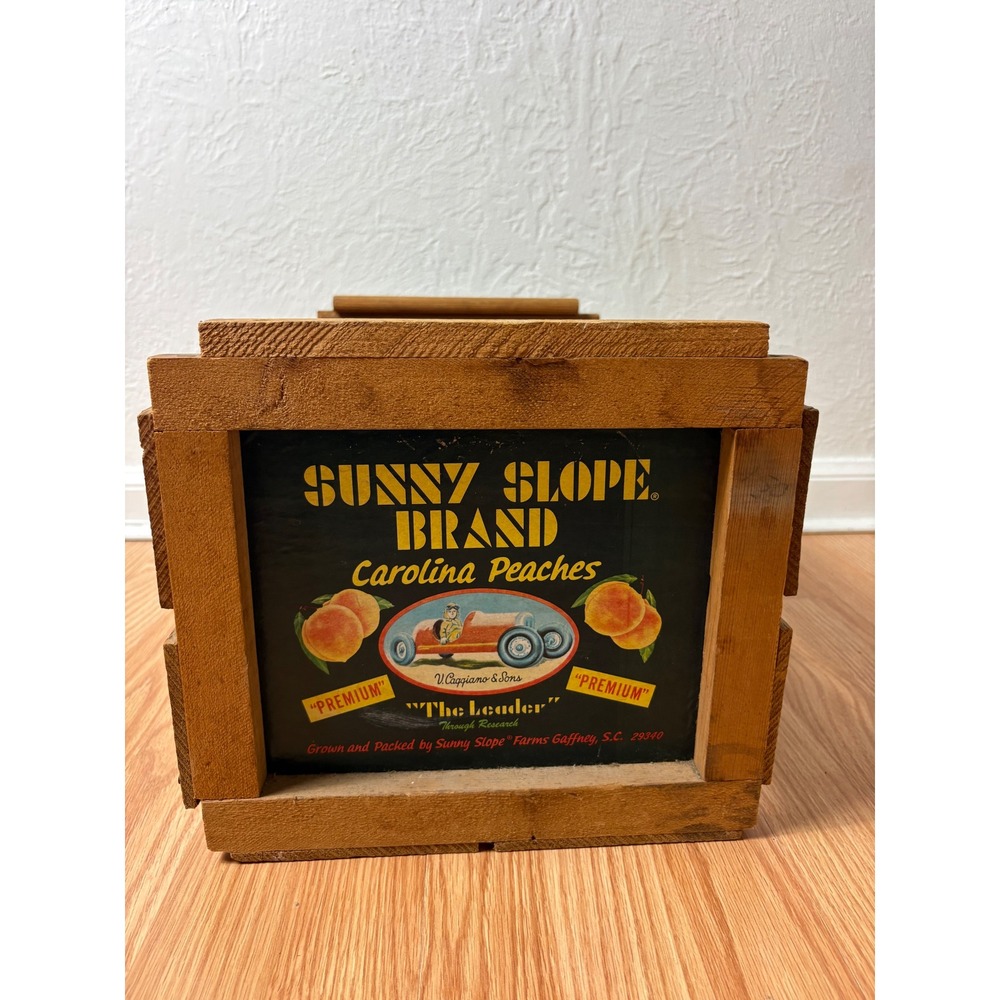 Vintage Sunny Slope Brand Carolina Peaches Wooden Fruit Crate Gaffney SC